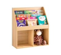 SoBuy Bibliotheque Enfant Rangement Livres Enfant avec 3 Étagères et 2 Compartiments Ouverts Meuble Rangement Jouet Étagère Bibliothèque Porte-revues Naturel 73x30x80 cm KMB01-N