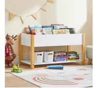 SoBuy Bibliothèque Enfants Blanche, Étagère à Livres et Jouets, Meuble de Rangement à 2 Niveaux pour Chambre Enfant, L85xP42xH45 cm