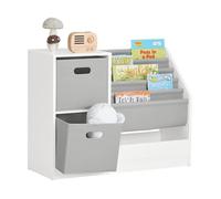 SoBuy Bibliothèque Enfants KMB76-W Organisateur Jouets et Livres, 2 Paniers, 5 Étagères et 1 Compartiment, 80 x 30 x 61 cm, Blanc