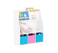 KMB34-F Bibliothèque Etagère à Livres Etagère de Rangement Jouets pour Enfants Porte-revues avec Compartiments de Rangement