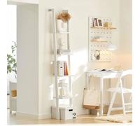 SoBuy Bibliothèque Murale Style Échelle, Étagère 4 Niveaux, Blanc, 33x180 cm, Design Élégant et Gain de Place