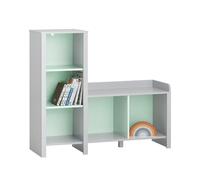 SoBuy Bibliothèque pour Enfant, Banc Étagère de Rangement pour Jouets et Livres, Étagère à Livres pour Garçon Fille pour Chambre d'enfant et Salle de Jeux, 5 Compartiments, 90 x 30 x 82 cm, KMB89-HG