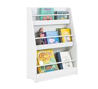 SoBuy Bibliothèque sur 3 Niveaux, Meuble de Rangement Enfant, Étagère Bibliothèque, Rangement Jouet et Livre pour Chambre Enfant, Bureau ou Maternelle, Blanc, 58x18x81cm, KMB45-W