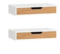 SoBuy | Blanc Étagère Murale lot de 2 sans roues | Étagère Flottante avec 1 tiroir et 1 étagère | Table de Chevet Flottante en MDF | 40×24×8 cm | Capacité de charge 16 kg | FRG92-WNX2 Blanc