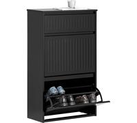 SoBuy Boite à chaussures avec 2 abattants Rangement pour chaussures Étagère à chaussures étroite Commode à chaussures Noir LHT env. 61x101x26cm FSR165-SCH