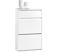 SoBuy Boite à chaussures avec 2 abattants Rangement pour chaussures Étagère à chaussures étroite Commode à chaussures Blanc LHT env. 61x100x26cm FSR165-W