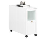 SoBuy Bout de Canapé et Table de Chevet sur Roulettes avec 1 Tiroir, 2 Portes Table d’Appoint Salon/Chambre/Bureau Blanc 31x70x60