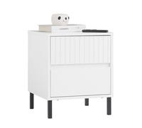 SoBuy Bout de Canapé Table de Chevet Table de Nuit Table d'Appoint Table Basse avec 2 Tiroirs pour Salon, Chambre ou Bureau, Pieds en Métal, L40 x P40 x H48 cm, Blanc, FBT157-W