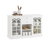 SoBuy Buffet avec 2 Portes Vitrées, 2 Tiroirs & Niche Ouverte, 120×78×39cm