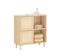 SoBuy Buffet avec Portes Coulissantes - Meuble de Cuisine, Couloir, Rangement pour Entrée, Salon - Naturel, 80x35x87cm, FSB87-N