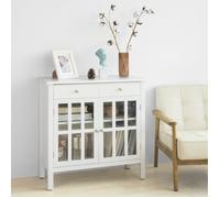 SoBuy Buffet Commode avec 2 Tiroirs et 2 Portes, Meuble de Rangement Polyvalent pour Salon, Entrée ou Chambre, Blanc, 80x34x80 cm