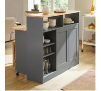 SoBuy FSB36-HG - Buffet avec Portes coulissantes - Meuble de Cuisine avec Plan de Travail Extensible - Armoire de Cuisine - Gris Clair - LG : env. 110 x 97 x 68 cm