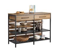 SoBuy Buffet de Cuisine Industriel avec Étagères Ouvertes, Tiroirs et Range-Bouteilles - Meuble de Rangement avec Espace Micro-Ondes - pour Cuisine, Salon ou Entrée 120x91x45cm Marron FSB85-PF