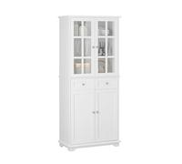 SoBuy Buffet Haut, Buffet de Cuisine, Armoire de Rangement, Meuble Vitrine, Meuble de Rangement pour Cuisine Salle à Manger Salle de Séjour avec 4 Portes et 2 Tiroirs, 75x40x175 cm, Blanc, FSB76-W