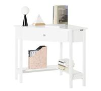 SoBuy Bureau d'angle avec Tiroir Charge Max. 75kg 76x76x76cm | bureau secrétaire compact, MDF laqué blanc, pour bureau ou chambre FWT31-W