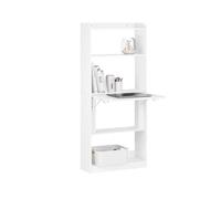 SoBuy Bureau Gaming Bureau avec Rangement Table Pliable d'Ordinateur Rabattable Table Gaming Desk Multifonctionnel avec Etagères de Rangement Blanc 64x58x145cm, FWT92-H-W
