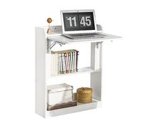 SoBuy Bureau Gaming Bureau avec Rangement Table Pliable d'Ordinateur Rabattable Table Gaming Desk Multifonctionnel avec Etagères de Rangement Blanc 64x58x82cm, FWT92-W