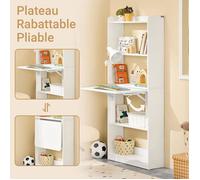 SoBuy Bureau gaming FWT92-H-W – Table pliable rabattable avec étagères, blanc 64x58x145 cm