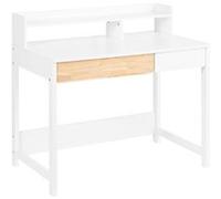 SoBuy Bureau Informatique avec Étagère et 2 Tiroirs, Table d'Ordinateur FWT106-W