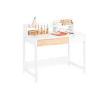 SoBuy Bureau Informatique, Bureau d'Ordinateur,Table d’Étude à Domicile, Table de Bureau, Table à Travaille avec 1 Étagère et 2 Tiroirs, pour Bureau, Salon, Chambre, 100 x 59 x 95 cm, FWT106-W