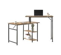 SoBuy Bureau Informatique Bureau Rotatif 360°, Bureau d'angle, Bureau Assis Debout avec 2 Etagères de Rangement et 2 roulettes, Style Industriel - 172 x 60 x 100 cm, FWT93-F