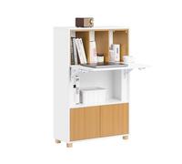 SoBuy Bureau Pliant, Table de Bureau Rabattable, Petite Table de Travail Informatique avec Étagères de Rangement, 70x25x108cm FWT107-WN
