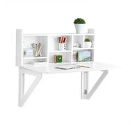 SoBuy Bureau Table Murale Rabattable avec Armoire Murale intégrée, Table Cuisine Pliable, Table de Repas -Blanc, 90x78x60cm, FWT07-II-W