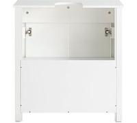 SoBuy Meuble sous Lavabo Salle de Bain avec Découpe de Siphon 60x34x65,5 cm | Meuble sous Évier avec 2 Portes, Meuble de Rangement Salle de Bain, Meuble Évier de Cuisine, Blanc, BZR101-W