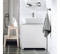 SoBuy BZR108-W Meuble sous Lavabo de Salle de Bain, Meuble sous évier, Meuble sous Vasque, Blanc G