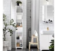 SoBuy BZR109-W Meuble Colonne de Salle de Bain Armoire Haute Etagère de Rangement Meuble de Rangement sur Pieds