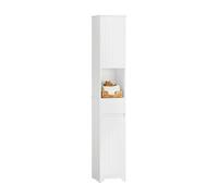 Sobuy Bzr109-W Meuble Colonne De Salle De Bain Meuble De Rangement Sur Pieds Avec 2 Portes Et 1 Tiror Et 1 Compartiment Ouvert Multicolore