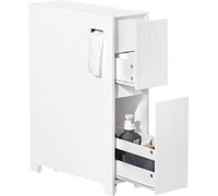 SoBuy BZR111-W Étagère de niche avec roulettes Étagère de cuisine Chariot de niche Chariot de salle de bain Rangement de papier toilette Meuble de salle de bain blanc