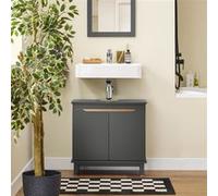 SoBuy BZR113-DG Meuble Sous-Lavabo, Meuble Sous-Vasque à 2 Portes, Meuble de Rangement de Salle de Bain, Placard de Rangement, Gris, L60 x P30 x H59 cm Gris