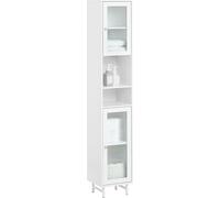 SoBuy BZR118-W Armoire haute de salle de bain étroite Étagère de salle de bain Meuble de salle de bain blanc