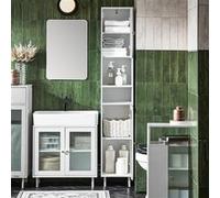 BZR118-W Meuble Colonne de Salle de Bain Etagère étroite Armoire Haute Placard de