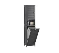 SoBuy BZR124 armoire haute avec sac à linge pliable armoire de salle de bain armoire à linge étroite étagère de salle de bain meubles de salle de bain noir