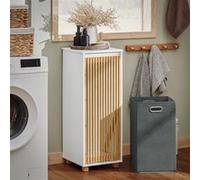 SoBuy BZR126-W Armoire à Linge, Meuble Bas de Salle de Bain, Meuble de Rangement avec 1 Blanc