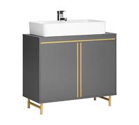 SoBuy BZR129-HG Meuble sous Lavabo, Meuble sur Pied de Salle de Bain, Placard Armoire de Rangement Salle de Bain Gris