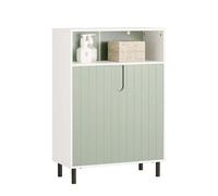 SoBuy BZR138-GR Commode de salle de bain Armoire midischrank Commode Sideboard Flurschrank Blanc-Vert