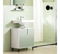 SoBuy BZR139-GR Meuble sous Lavabo Salle de Bain, Armoire de Rangement pour Vasque avec 2 Portes et étagère réglable, Meuble sous Vasque Vert G