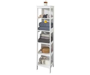 SoBuy® BZR14-W Meuble Colonne de Salle de Bain Étagère Debout Armoire Haute Étagère de Rangement à 6 Niveaux - L30cm x P30cm x H139cm