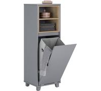 SoBuy BZR146-DG Armoire à linge avec sac à linge dépliant Collecteur de linge avec 2 compartiments Panier à linge Armoire de salle de bain Gris foncé LHT env. 35x105x30cm