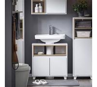 SoBuy BZR148-W Meuble sous Lavabo de Salle de Bain, Meuble sous Vasque à 2 Portes, Placard Armoire de Rangement Meuble évier de Cuisine Blanc G