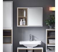 SoBuy BZR149-W Armoire Murale avec Miroir pour Salle de Bain, Placard de Rangement Suspendu, Meuble Haut Salle de Bain avec Porte et 2 Compartiments Ouverts Blanc G