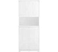 Sobuy bzr150-w armoire de salle de bain haute avec sac à linge, colonne meuble avec portes, 2 paniers à linge amovibles, étagères réglables, compartiments, blanc Blanc G