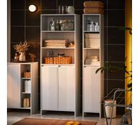 SoBuy BZR155-W Armoire haute de salle de bain avec sac à linge Armoire de salle de bain Étagère de salle de bain Meuble de salle de bain blanc LHT env. 60x170x30cm