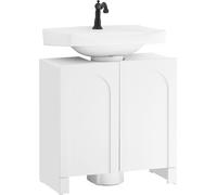 SoBuy BZR164-W Armoire sous lavabo avec 2 portes Armoire de salle de bain avec compartiments ouverts Lavabo sans lavabo Blanc LHT environ 60x62x30cm