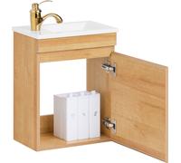 SoBuy BZR169-N Armoire sous lavabo avec 1 porte Armoire de rangement Armoire de salle de bain avec lavabo Armoire de salle de bain Naturel LHT environ 41x52x24cm