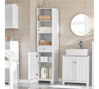 SoBuy BZR17-W Meuble Colonne de Salle de Bain Armoire Haute Meuble Rangement Blanc G