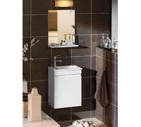SoBuy BZR170-SET Meuble sous-lavabo étroit Set de meubles de salle de bain Miroir mural Armoire de salle de bain Lavabo avec meuble sous-lavabo Miroir de salle de bain Blanc
